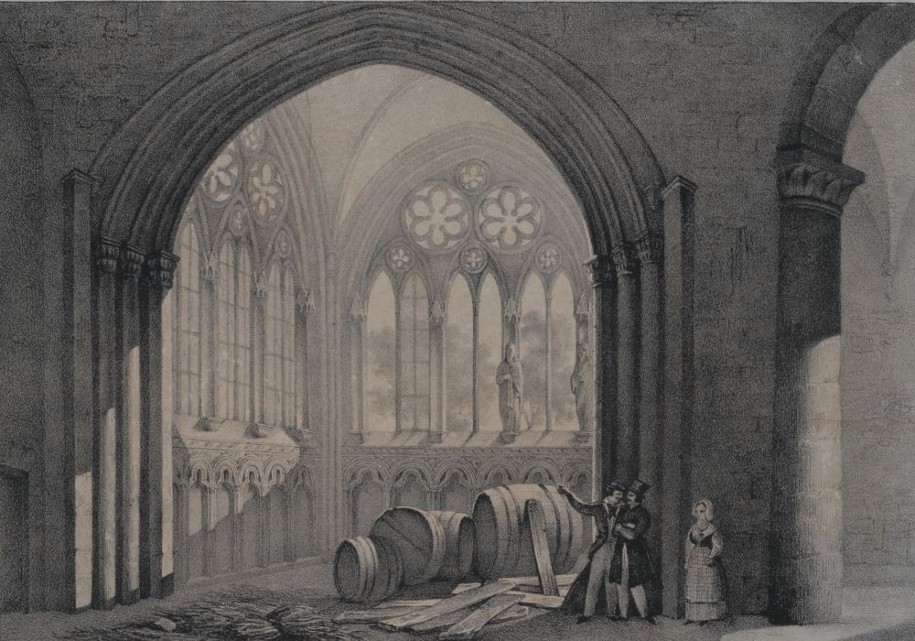 La chapelle des Princes, en ruine. Dessin de François Gonin, 1826.