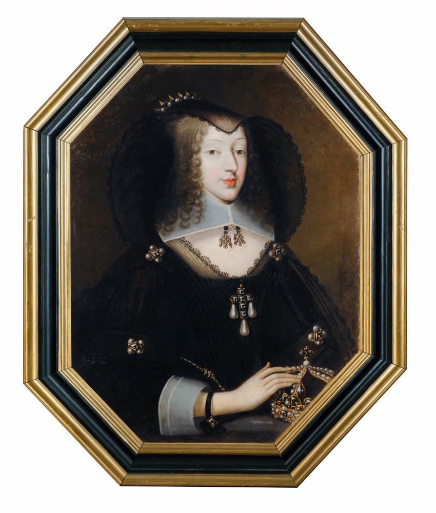 Christine de France, duchesse et régente de Savoie, dite "Madame Royale". La duchesse est représentée en veuve, la main posée sur la couronne royale.
