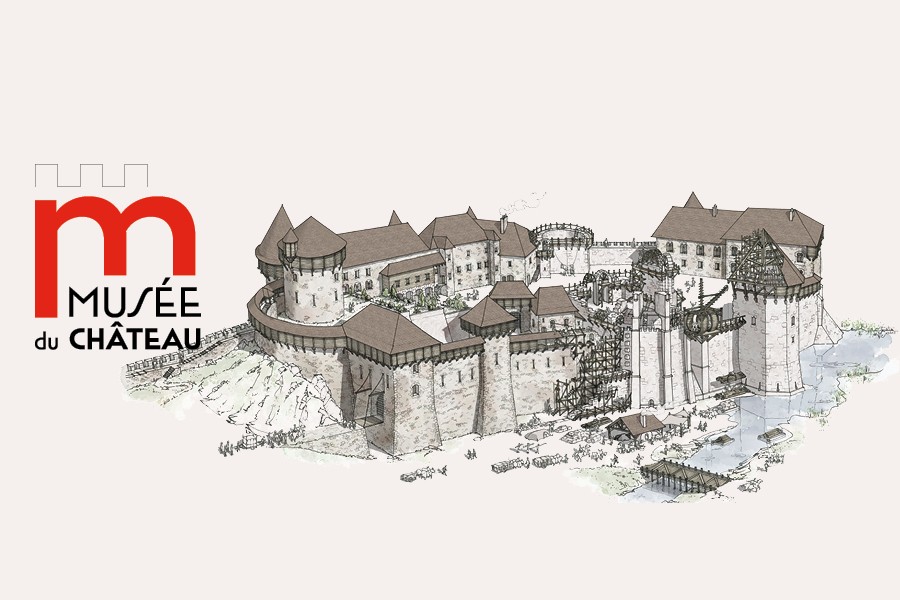 éléments visuels du musée du château : logo, dessin Jonathan Desbois