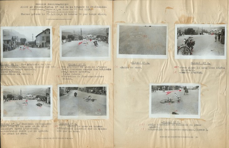 Accident de circulation : extrait d’un procès-verbal de contravention, justice de paix de Saint-Jean-de-Maurienne, 1954 [4U25 79].